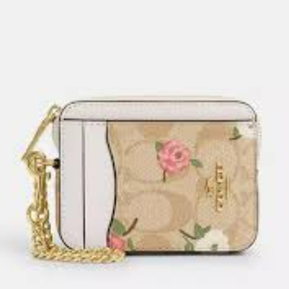 ✨️🌸 Coach Zip Card Case In Signature Canvas With Floral Print ✨️🌺